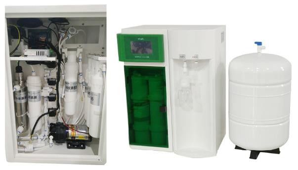 Máquina de tratamiento de agua por ósmosis inversa de 10LPH con TOC < 20ppb y potencia de 50W para uso en laboratorio