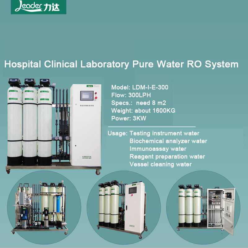 Sistema de tratamiento de agua de laboratorio 300L/H Dispositivo de ósmosis inversa 2estadio RO + EDI